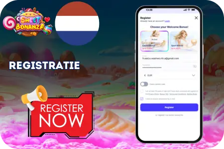 Sweet Bonanza registratiepagina – maak een nieuw account aan